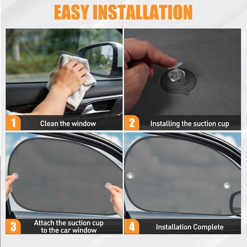 2 Pack Upgrade Car Window Shades for Side Window, Car Window Shade for Child Suction Cup, 25.6"×15" Universal Mesh Foldable Sunlight Shield Glare and UV Rays Protection for Most Cars Trucks Vans in Saudi Arabia