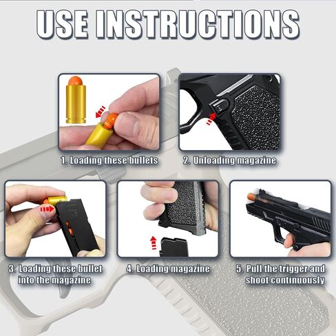 Toy Gun, Semi-Automatic Shell Ejecting Toy Gun Pistol Automatic Reloading for Kid, Shooting Games Educational Model Toy Pistol to Cool Toys Gifts for Boys & Girls Ages 6+ in Saudi Arabia