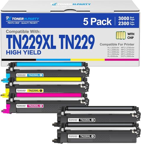 TN229XL TN229 Toner Cartridges MFC-L3780CDW: HL-L3220CDW Compatible for Brother HL-L3280CDW MFC-L3720CDW HL-L3300CDW HL-L3295CDW MFC-L8395CDW TN-229XL TN 229XL 229 XL Toner Cartridges 5 Pack Printer in Saudi Arabia