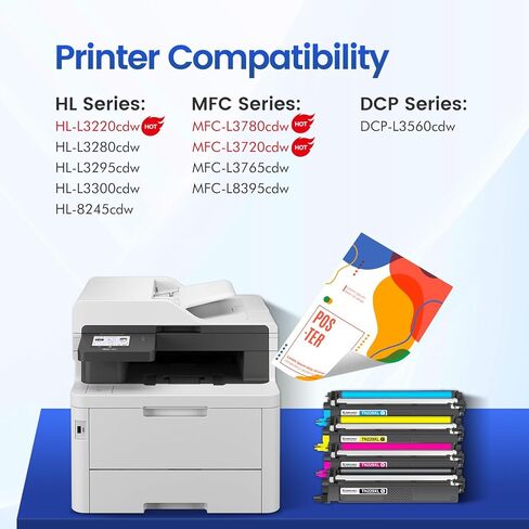 TN229XL TN229 Toner Cartridges MFC-L3780CDW: HL-L3220CDW Compatible for Brother HL-L3280CDW MFC-L3720CDW HL-L3300CDW HL-L3295CDW MFC-L8395CDW TN-229XL TN 229XL 229 XL Toner Cartridges 5 Pack Printer in Saudi Arabia