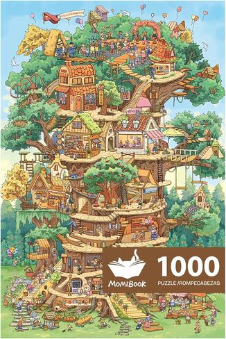 MOMIBOOK 1000 Piece Puzzle for Adults Jigsaw Puzzles of The Wonderful Tree House Expedition, Luminous Painting Image Challenging Hard Impossible Puzzle Unique Funny Party Christmas Birthday Gifts in Saudi Arabia