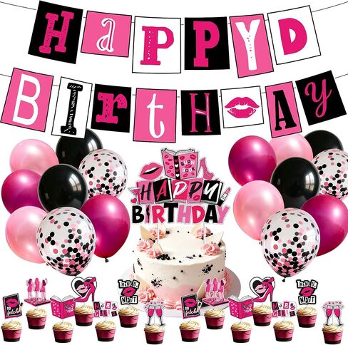Mean Party Decorations Burn Book Theme Girls Party Supplies for Banner Balloons Cupcake Toppers Cake Toppers in Saudi Arabia