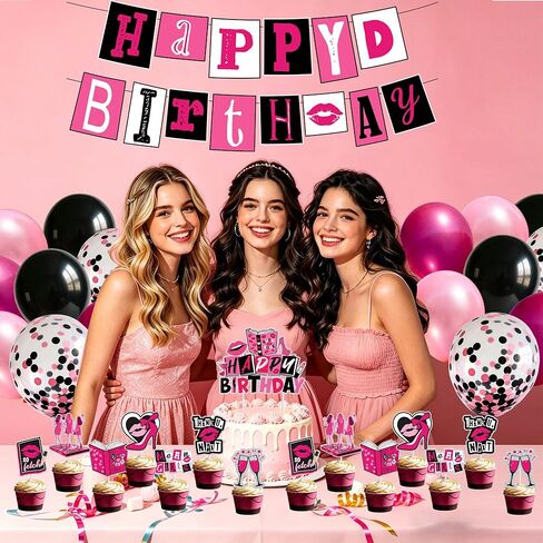 Mean Party Decorations Burn Book Theme Girls Party Supplies for Banner Balloons Cupcake Toppers Cake Toppers in Saudi Arabia