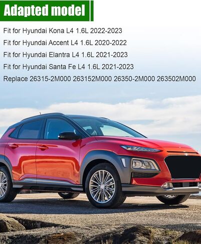 غطاء مبيت فلتر الزيت مع 2 فلتر زيت مناسب لسيارة Hyundai Accent Elantra Kona Santa Kia Sonata Tucson Venue 2020-2023، استبدال مكونات المحرك 26315-2M000 263152M000 26350-2M000 263502M000 in Kuwait