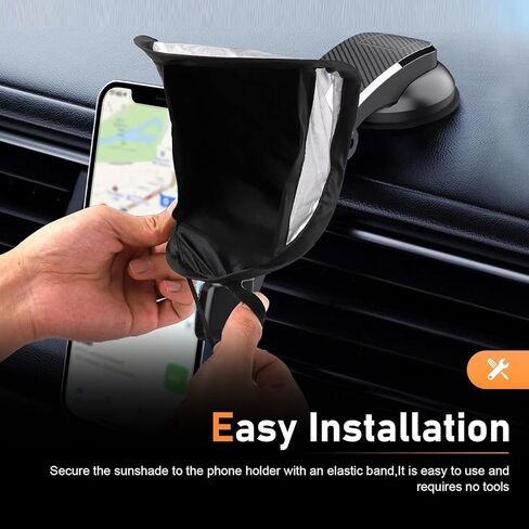 Car Cell Phone Sunshade, Anti-glare & Heat Insulation Shield, Vertical Dashboard Holder Sunshade Cover for Most Phones, Foldable Umbrella Cover for Most Cars Motorcycles (Black) in Kuwait