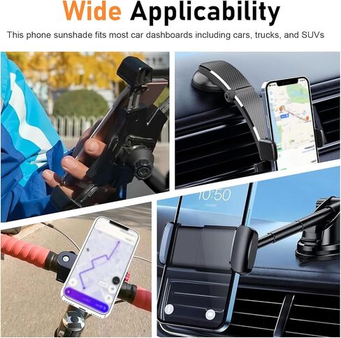 Car Cell Phone Sunshade, Anti-glare & Heat Insulation Shield, Vertical Dashboard Holder Sunshade Cover for Most Phones, Foldable Umbrella Cover for Most Cars Motorcycles (Black) in Kuwait
