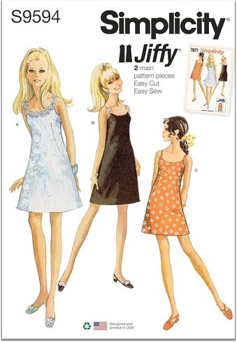 Simplicity SS9594R5 حزمة نمط خياطة فستان Jiffy الكلاسيكي من Misses '1950، رمز التصميم S9594، الأحجام 14-16-18-20-22 in Kuwait