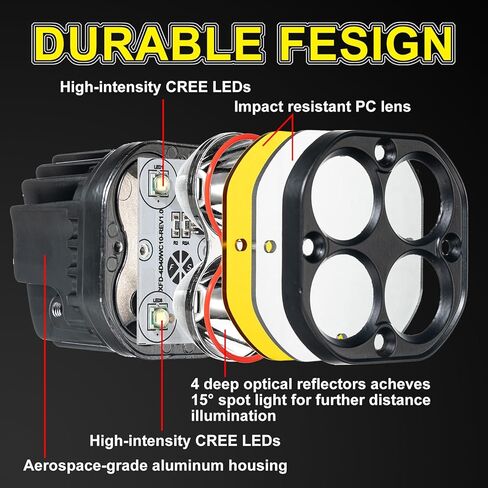 LED Pod Lights & Ditch Lights for Off Road: 3-4 Inch Amber pod Lights with Plug & Play Wiring Harness, Waterproof High Lumen for Truck, Jeep, ATV, Motorcycle | Driving & yellow Fog Light Kit in Saudi Arabia
