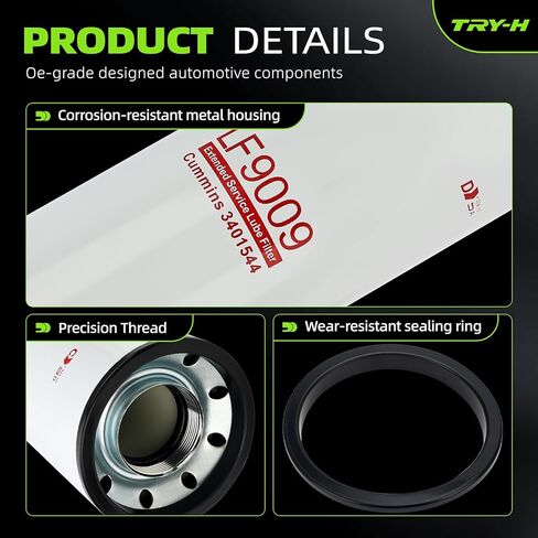 LF9009 Oil Filter for Cummins ISC ISL ISM M 11 QSL NTA N14 Freightliner ISC8.3, ISL9 International Kenworth Komatsu Peterbilt Engines Replace 3401544 TECXLF7000 XLF7000 AT193242 1216400561 in Saudi Arabia