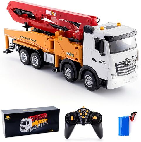 RC Concrete Pump Truck Toy, 11 Channel 2.4G Remote Control Diecast Construction Vehicles with Working Water Pump, Lights and Sounds for Teens in Saudi Arabia