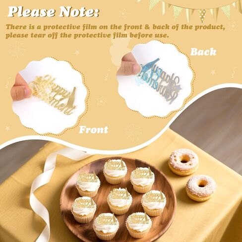 12Pcs Happy Retirement Acrylic Cupcake Toppers Gold Color, Mirror Acrylic Cupcake Picks Cake Dessert Decorations Retirement Party Supplies Photo Booth Props in Kuwait