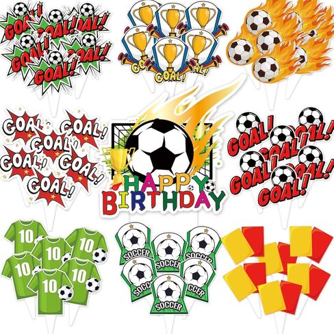 Soccer Cupcake Toppers 73pcs Soccer ball Theme Party Supplies Disposable Cake Topper for Teenagers Sports Football Theme Birthday Decorations in Saudi Arabia