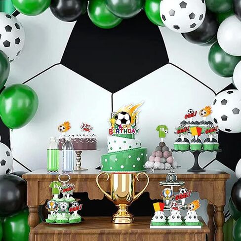 Soccer Cupcake Toppers 73pcs Soccer ball Theme Party Supplies Disposable Cake Topper for Teenagers Sports Football Theme Birthday Decorations in Saudi Arabia