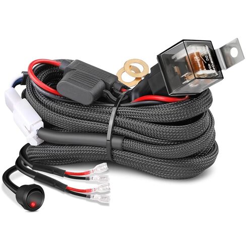 Wiring Harness Kit 10AWG 2 Lead, Nirider 12V Heavy Duty Rocker Switch Relay Fuse Nylon Wiring Harness for LED Light Bars Fog Lights Work Lights Driving Offroad LED Pods Wire Kit for Truck UTV ATV Car in Saudi Arabia
