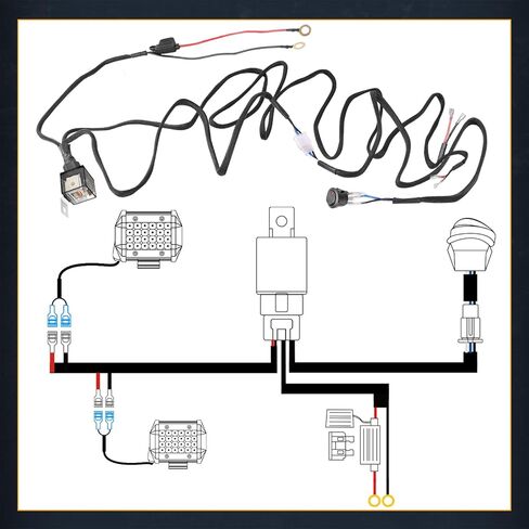 Wiring Harness Kit 10AWG 2 Lead, Nirider 12V Heavy Duty Rocker Switch Relay Fuse Nylon Wiring Harness for LED Light Bars Fog Lights Work Lights Driving Offroad LED Pods Wire Kit for Truck UTV ATV Car in Saudi Arabia