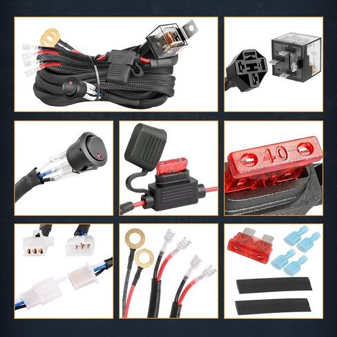 Wiring Harness Kit 10AWG 2 Lead, Nirider 12V Heavy Duty Rocker Switch Relay Fuse Nylon Wiring Harness for LED Light Bars Fog Lights Work Lights Driving Offroad LED Pods Wire Kit for Truck UTV ATV Car in Saudi Arabia