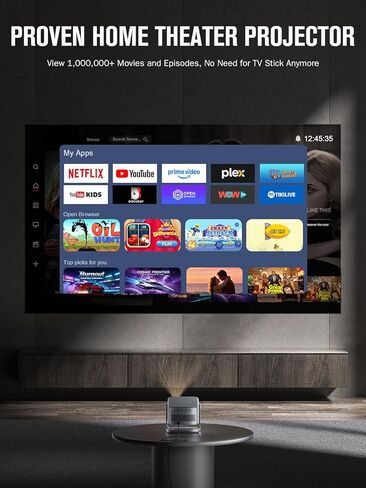【2200ANSI & Officially-Licensed APP】Smart 4K Projector with WiFi and Bluetooth, VISSPL 3D Dolby Audio and Auto Focus Portable Outdoor Projector, Movie Home Theater Proyector with 360° Adjustable Stand in Saudi Arabia
