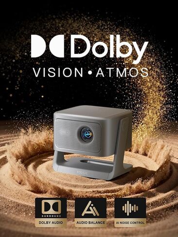 【2200ANSI & Officially-Licensed APP】Smart 4K Projector with WiFi and Bluetooth, VISSPL 3D Dolby Audio and Auto Focus Portable Outdoor Projector, Movie Home Theater Proyector with 360° Adjustable Stand in Saudi Arabia