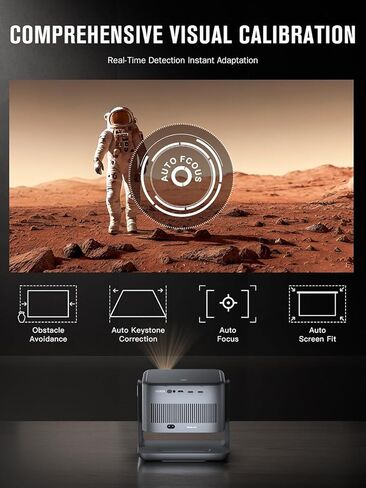 【2200ANSI & Officially-Licensed APP】Smart 4K Projector with WiFi and Bluetooth, VISSPL 3D Dolby Audio and Auto Focus Portable Outdoor Projector, Movie Home Theater Proyector with 360° Adjustable Stand in Saudi Arabia