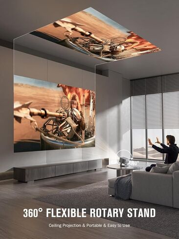 【2200ANSI & Officially-Licensed APP】Smart 4K Projector with WiFi and Bluetooth, VISSPL 3D Dolby Audio and Auto Focus Portable Outdoor Projector, Movie Home Theater Proyector with 360° Adjustable Stand in Saudi Arabia