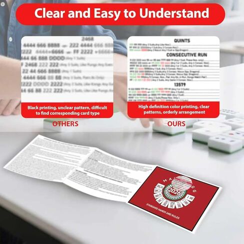 2026 American Mahjong Score Cards, Large Print Mahjong Hands and Rules Quick Reference Guide, Easy to Read Game Reference Cards 4 Pack in Saudi Arabia