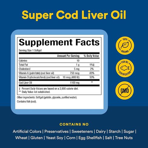 Natural Factors Cod Liver Oil, 90 Capsules in Saudi Arabia
