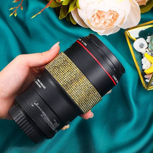 5 Rolls Self Adhesive Crystal Rhinestone Diamond Roll Ribbon Bling Gemstone Strips Sticker Rhinestone for Craft with 2 mm Rhinestone 4.5 Yards (Gold) in Kuwait