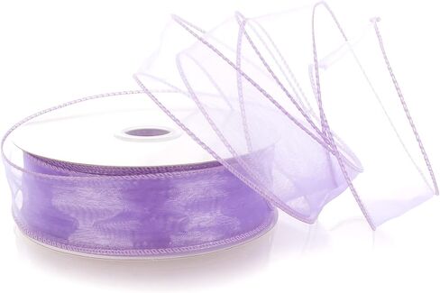 1.5" Wired Sheer Organza Ribbon Purple 10 Yards in Saudi Arabia