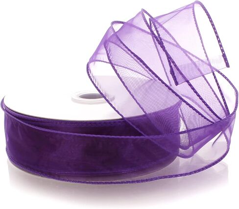 1.5" Wired Sheer Organza Ribbon Purple 10 Yards in Saudi Arabia