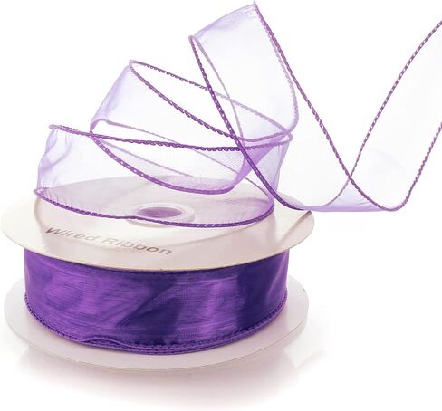 1.5" Wired Sheer Organza Ribbon Purple 10 Yards in Saudi Arabia