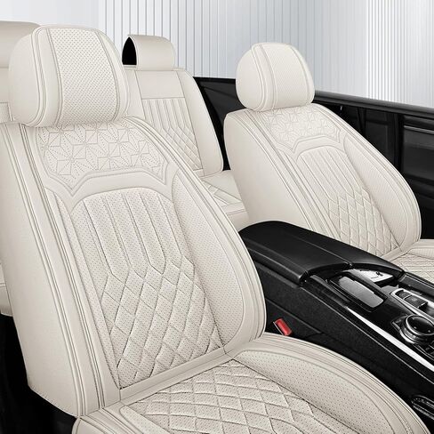 أغطية مقاعد السيارة لسيارة Mercedes-Benz GLE 350 2017-2025، مجموعة كاملة من غطاء مقعد من الجلد الصناعي الأنيق القابل للتنفس، واقيات مقعد مقاومة للماء، وسادة مريحة لكرسي السيارة وغطاء مقعد السيارة باللون الكريمي الأبيض in Kuwait