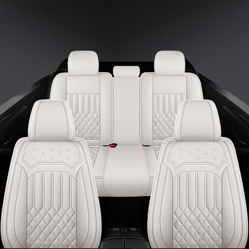 أغطية مقاعد السيارة لسيارة Mercedes-Benz GLE 350 2017-2025، مجموعة كاملة من غطاء مقعد من الجلد الصناعي الأنيق القابل للتنفس، واقيات مقعد مقاومة للماء، وسادة مريحة لكرسي السيارة وغطاء مقعد السيارة باللون الكريمي الأبيض in Kuwait