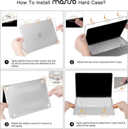 حافظة MOSISO متوافقة مع حافظة MacBook Neo مقاس 13 بوصة إصدار 2026 موديل A3404 مع شريحة A18 Pro، حافظة حماية نحيفة للغاية من الكريستال وغطاء لوحة مفاتيح وواقي شاشة، حمضيات in Kuwait