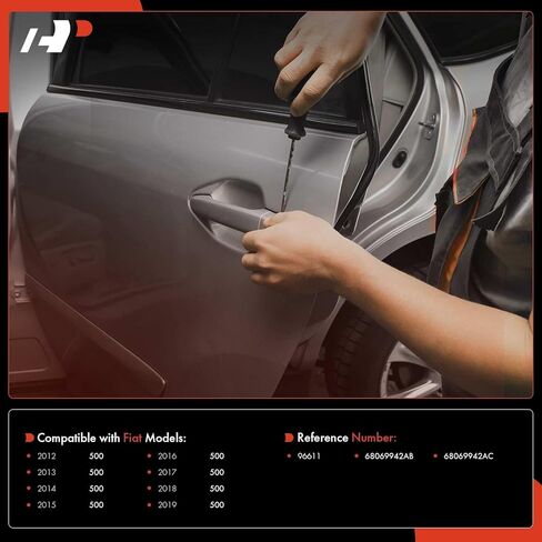 A-Premium - مقبض باب خارجي من جانب الراكب الأيمن بلمسة نهائية من الكروم - متوافق مع 2012 2013 2014 2015 2016 2017 2018 2019 Fiat 500 in Kuwait