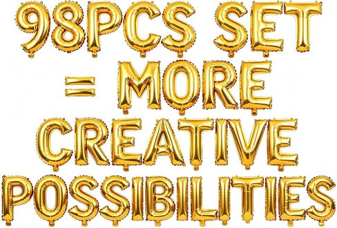 98 Pcs Gold Letter Balloons, Custom 3 Set A-Z Set for Personalizing Names & Phrases Party Supplies Banners - with 1 Set AEOLMPRST 20Pcs for Wedding/Birthdays/Annivs/Grads Party Banner Custom Phrase in Saudi Arabia