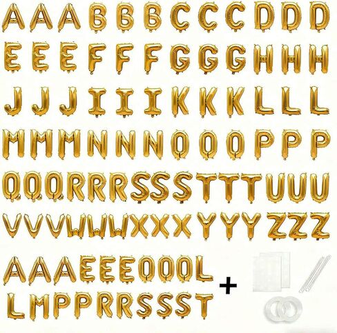 98 Pcs Gold Letter Balloons, Custom 3 Set A-Z Set for Personalizing Names & Phrases Party Supplies Banners - with 1 Set AEOLMPRST 20Pcs for Wedding/Birthdays/Annivs/Grads Party Banner Custom Phrase in Saudi Arabia