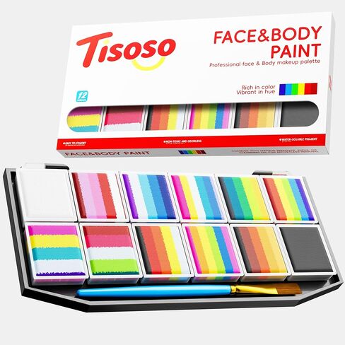 Tisoso Face Painting Kit for Kids&Adults,20 Colors Water-Based,Non-Toxic,Easy to Apply&Wash Off,Vibrant Colors,Professional Body Makeup for Parties,Birthdays,Halloween,Face Paint & Painting Kit in Saudi Arabia
