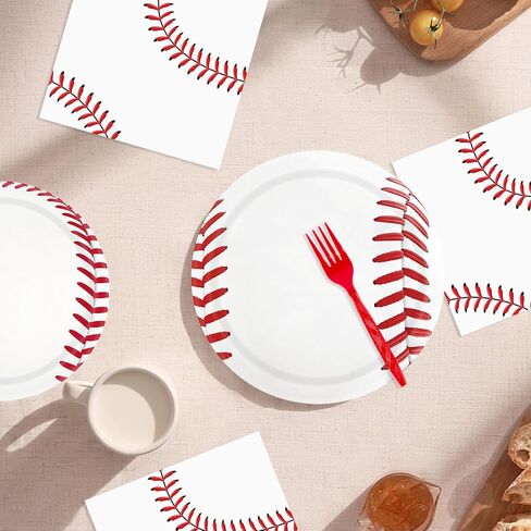 163pcs Baseball Themed Birthday Party Supplies Including Banner,Dinner Plates,Napkins,Forks Disposable Paper Tableware Set Baseball Party Decorations for Kids Serve 24 Guests in Saudi Arabia