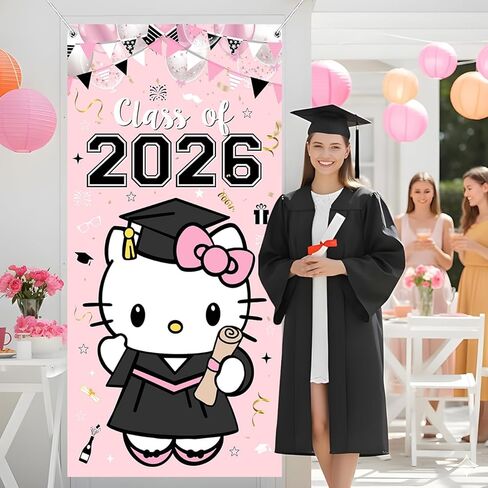 Pink Graduation Decorations 2026 Door Cover 70.8X35.4 Inches Class of 2026 Door Decorations Cute Themed Congrats Grad Hanging Banner for 2026 Graduation Party Decor Supplies in Saudi Arabia