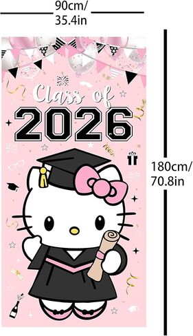 Pink Graduation Decorations 2026 Door Cover 70.8X35.4 Inches Class of 2026 Door Decorations Cute Themed Congrats Grad Hanging Banner for 2026 Graduation Party Decor Supplies in Saudi Arabia