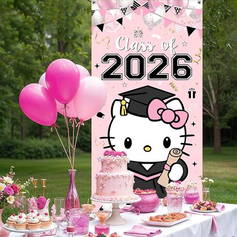 Pink Graduation Decorations 2026 Door Cover 70.8X35.4 Inches Class of 2026 Door Decorations Cute Themed Congrats Grad Hanging Banner for 2026 Graduation Party Decor Supplies in Saudi Arabia