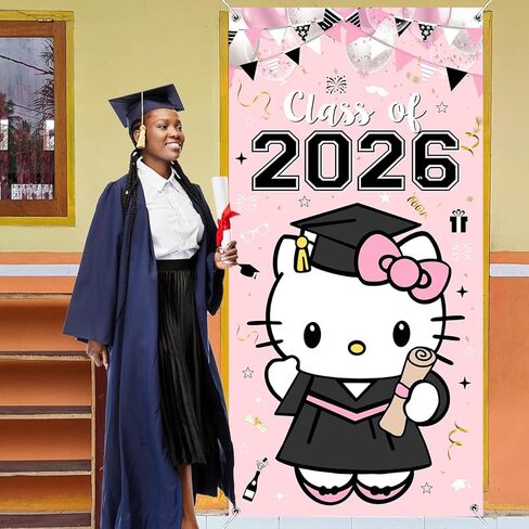 Pink Graduation Decorations 2026 Door Cover 70.8X35.4 Inches Class of 2026 Door Decorations Cute Themed Congrats Grad Hanging Banner for 2026 Graduation Party Decor Supplies in Saudi Arabia