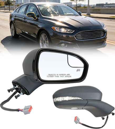 Passenger Side Mirror Assembly Compatible with 2013-2022 Ford Fusion Sedan,Right Power Mirror with Heated,Turn Signal, and Puddle Light DS7Z17682BA（Right White) in Saudi Arabia