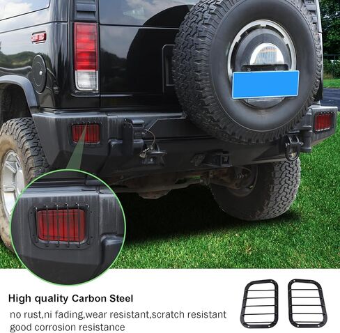 غطاء إطار مصباح الضباب الخلفي من PIUGILH لسيارة Hummer H2 2003-2007، غطاء حماية لغطاء المصباح، ملصق زخرفي لملحقات السيارة (Sytle A) in Kuwait