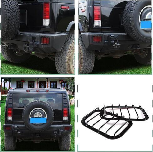 غطاء إطار مصباح الضباب الخلفي من PIUGILH لسيارة Hummer H2 2003-2007، غطاء حماية لغطاء المصباح، ملصق زخرفي لملحقات السيارة (Sytle A) in Kuwait