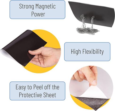 Mr. Pen- Adhesive Magnetic Sheets, 4" x 6", 16 Pack, Cuttable Magnets Flexible Magnet Sheets with Adhesive for Crafts Photos, Classroom Decorations, Easy Peel and Stickers for Planning in Saudi Arabia
