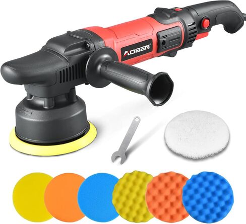 AOBEN 5 inch Dual Action Polisher,16mm Long Orbit Random Car Buffer Polisher,Buffer Polisher kit with 6 Variable Speed 1000-5500rpm,Detachable Handle,7 Buffing Pads for Car Polishing and Waxing in Kuwait