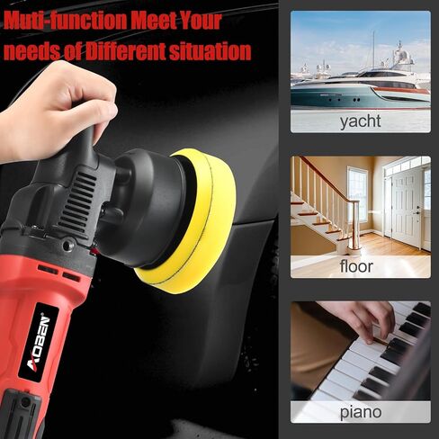 AOBEN 5 inch Dual Action Polisher,16mm Long Orbit Random Car Buffer Polisher,Buffer Polisher kit with 6 Variable Speed 1000-5500rpm,Detachable Handle,7 Buffing Pads for Car Polishing and Waxing in Kuwait