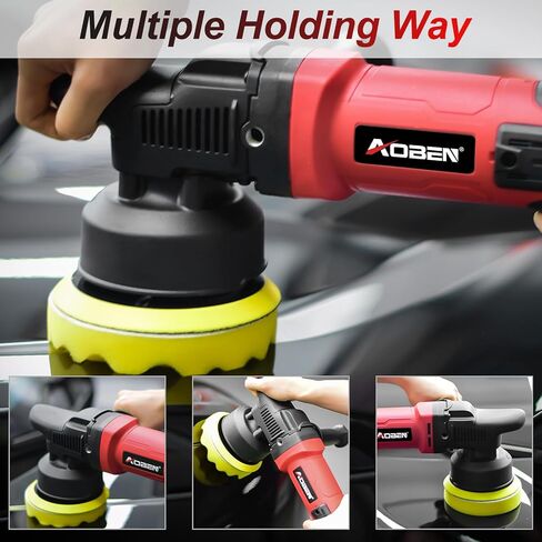 AOBEN 5 inch Dual Action Polisher,16mm Long Orbit Random Car Buffer Polisher,Buffer Polisher kit with 6 Variable Speed 1000-5500rpm,Detachable Handle,7 Buffing Pads for Car Polishing and Waxing in Kuwait