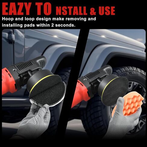 AOBEN 5 inch Dual Action Polisher,16mm Long Orbit Random Car Buffer Polisher,Buffer Polisher kit with 6 Variable Speed 1000-5500rpm,Detachable Handle,7 Buffing Pads for Car Polishing and Waxing in Kuwait